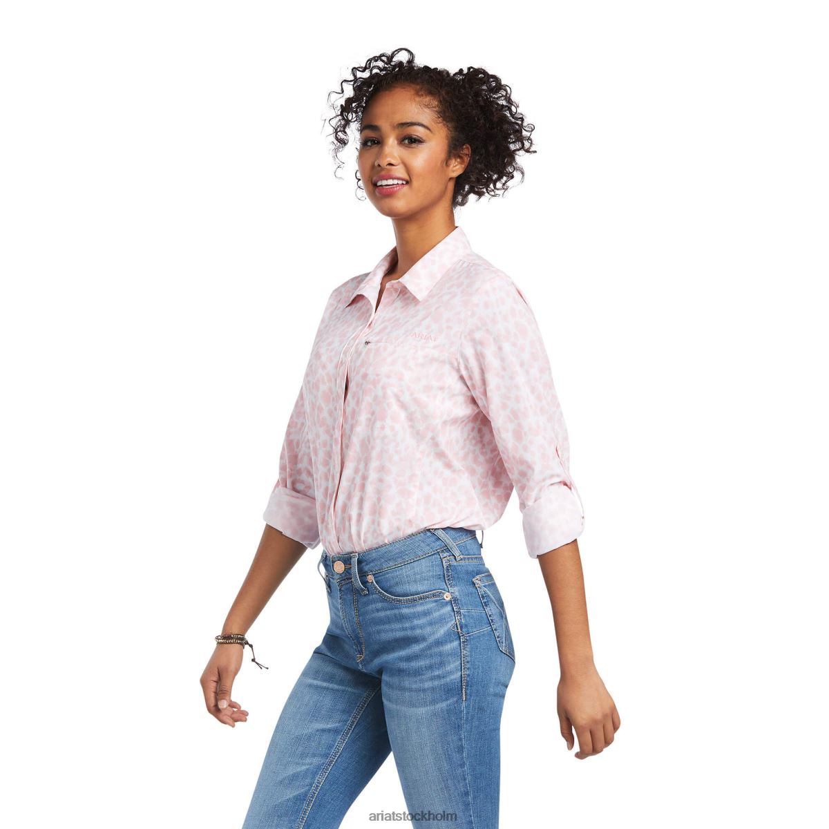 blast Ariat venttek stretch skjorta kvartsrosa leopard kvinnor F04842797