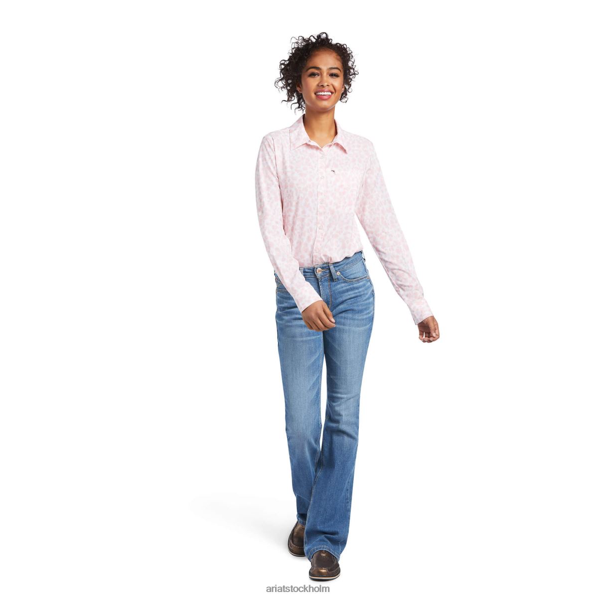 blast Ariat venttek stretch skjorta kvartsrosa leopard kvinnor F04842797