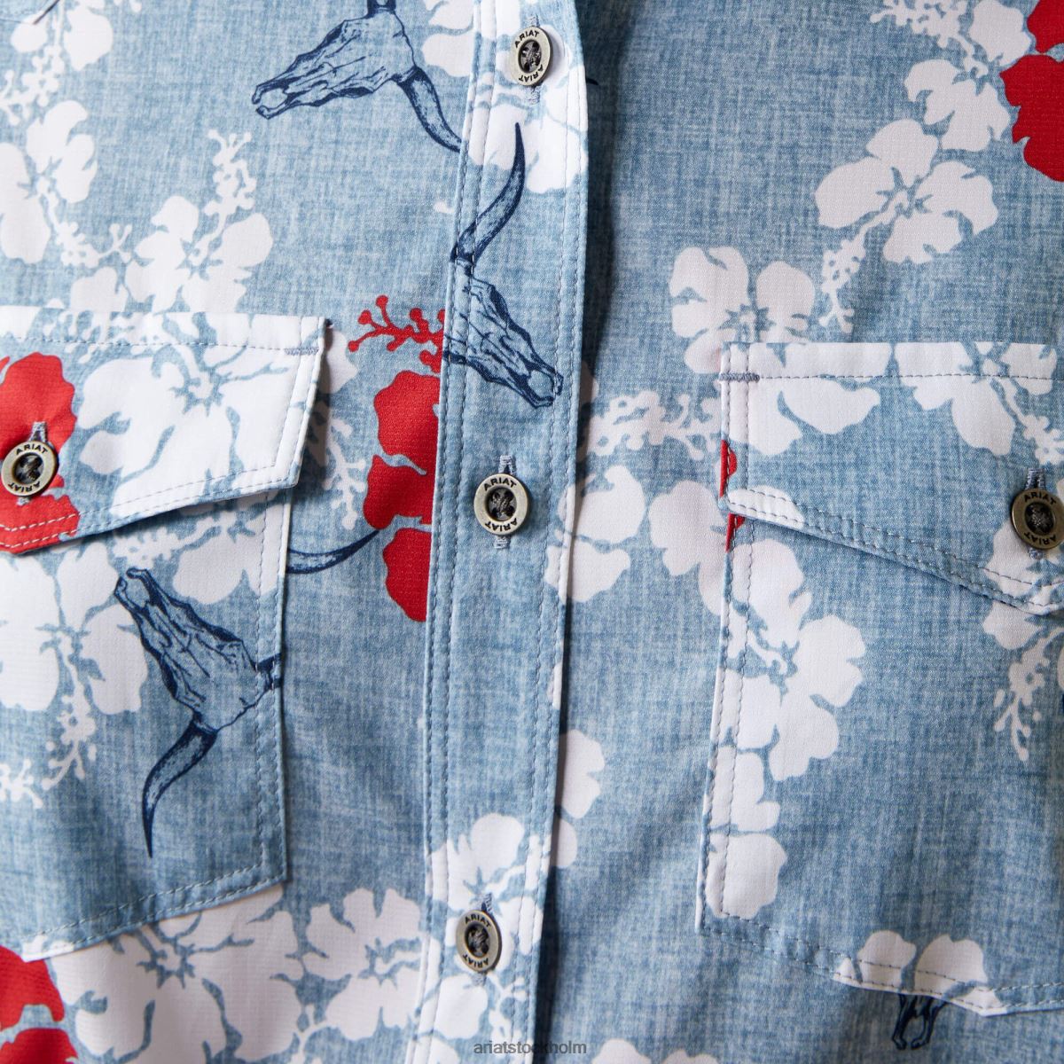 blast Ariat western venttek stretch skjorta röd vit och blå pareau prin kvinnor F04843164