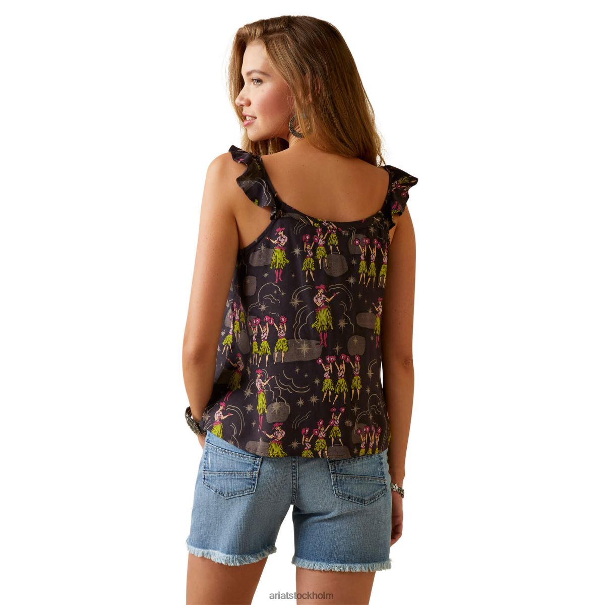 blast Ariat västra aloha topp wa hula tryck kvinnor F04843281