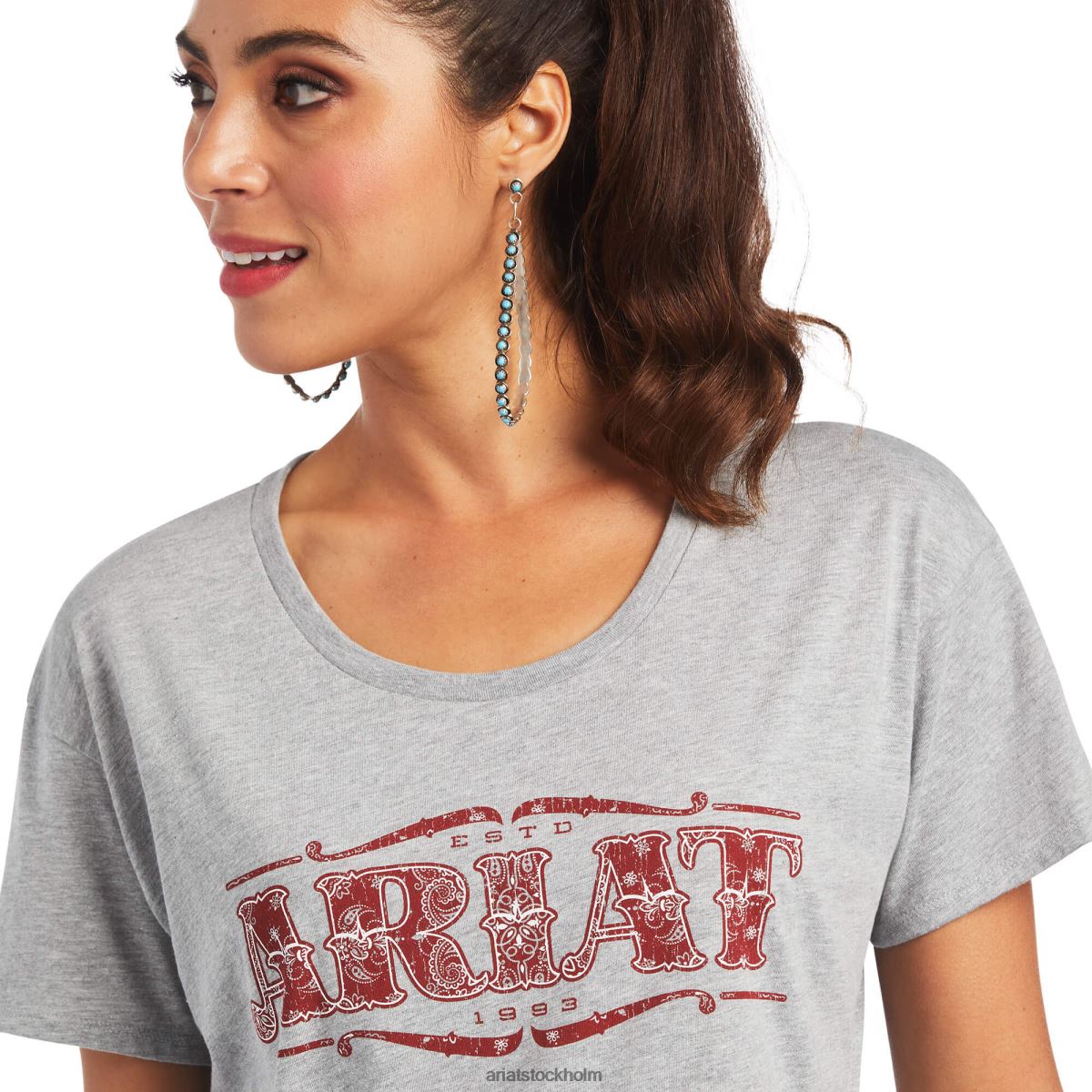 blast Ariat T-shirt med bandana logotyp gråmelerad kvinnor F04842904