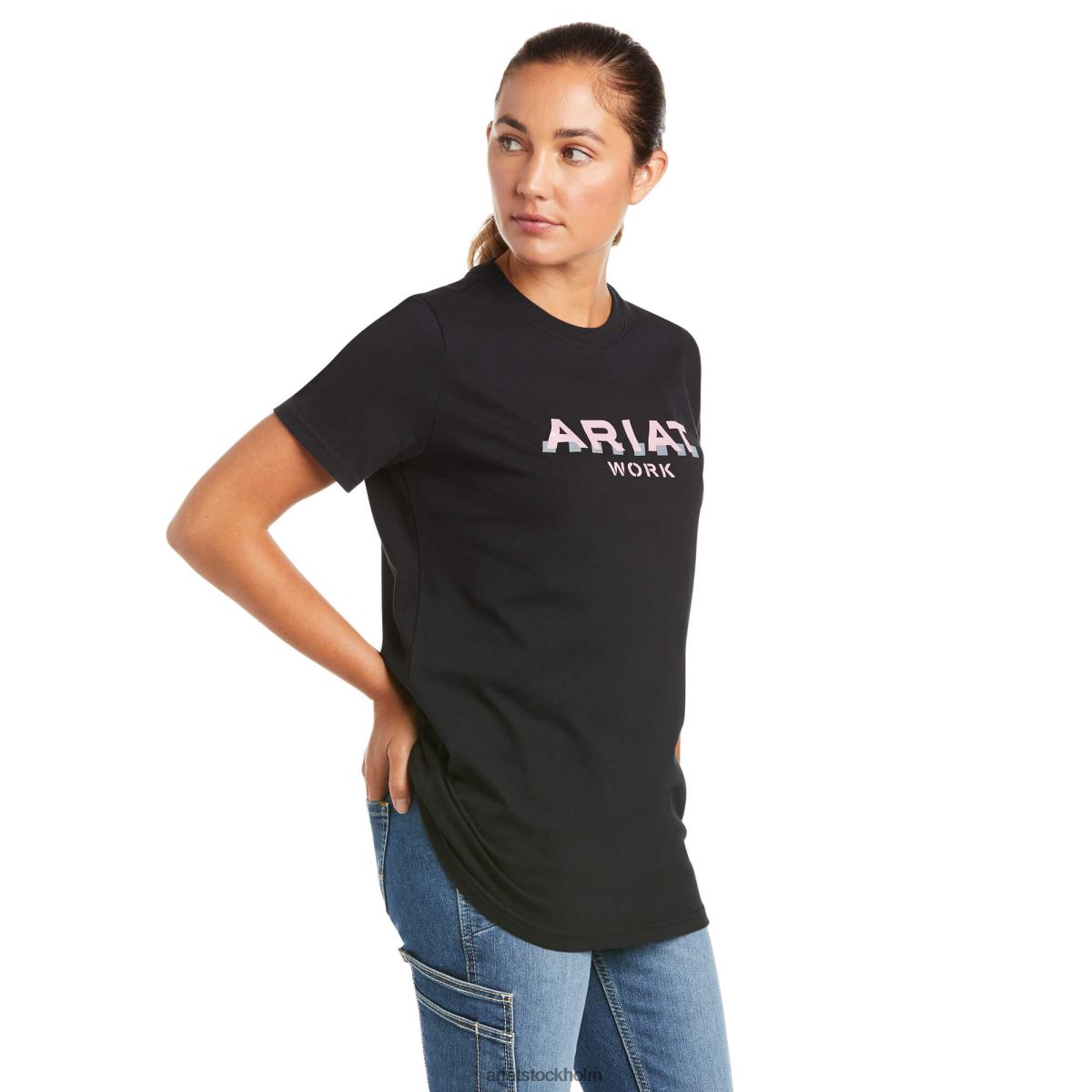 blast Ariat T-shirt med stark logotyp i armeringsjärn i bomull Marin kvinnor F04843006