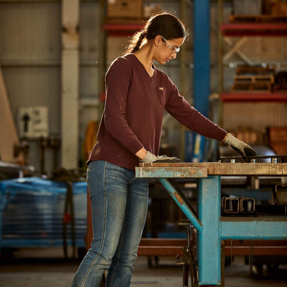 blast Ariat armeringsjärn bomull stark sydväst grafisk t-shirt dekadent choklad kvinnor F04843185