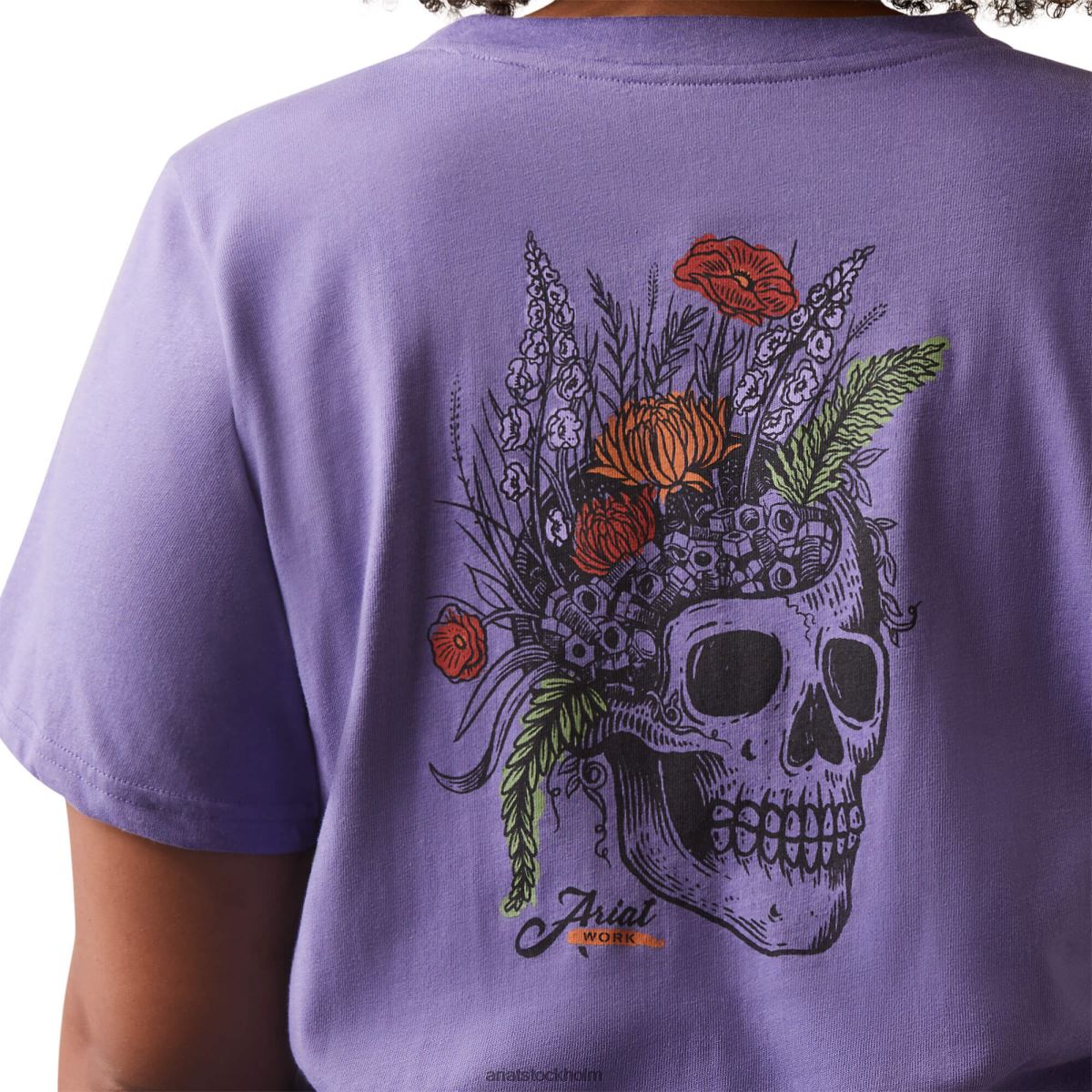 blast Ariat armeringsjärn, bomullsstark grafisk t-shirt med grov hals korsikansk blå ljung kvinnor F04843077