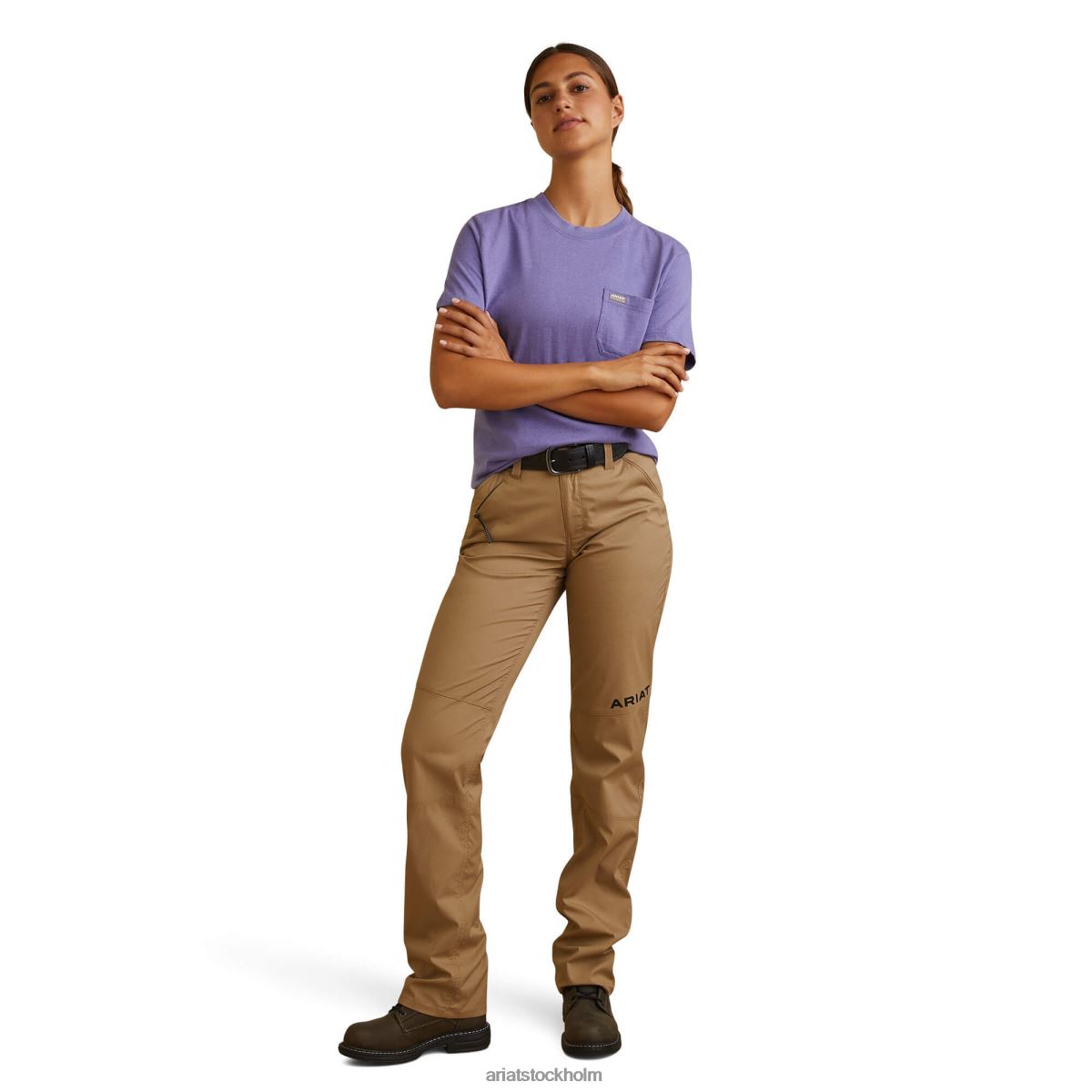 blast Ariat armeringsjärn, bomullsstark grafisk t-shirt med grov hals korsikansk blå ljung kvinnor F04843077