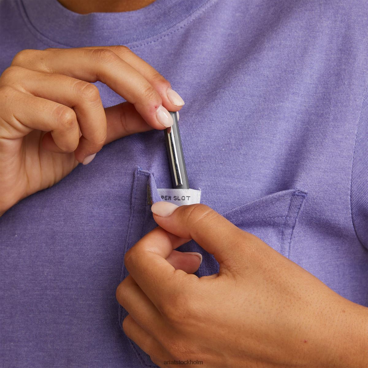 blast Ariat armeringsjärn, bomullsstark grafisk t-shirt med grov hals korsikansk blå ljung kvinnor F04843077