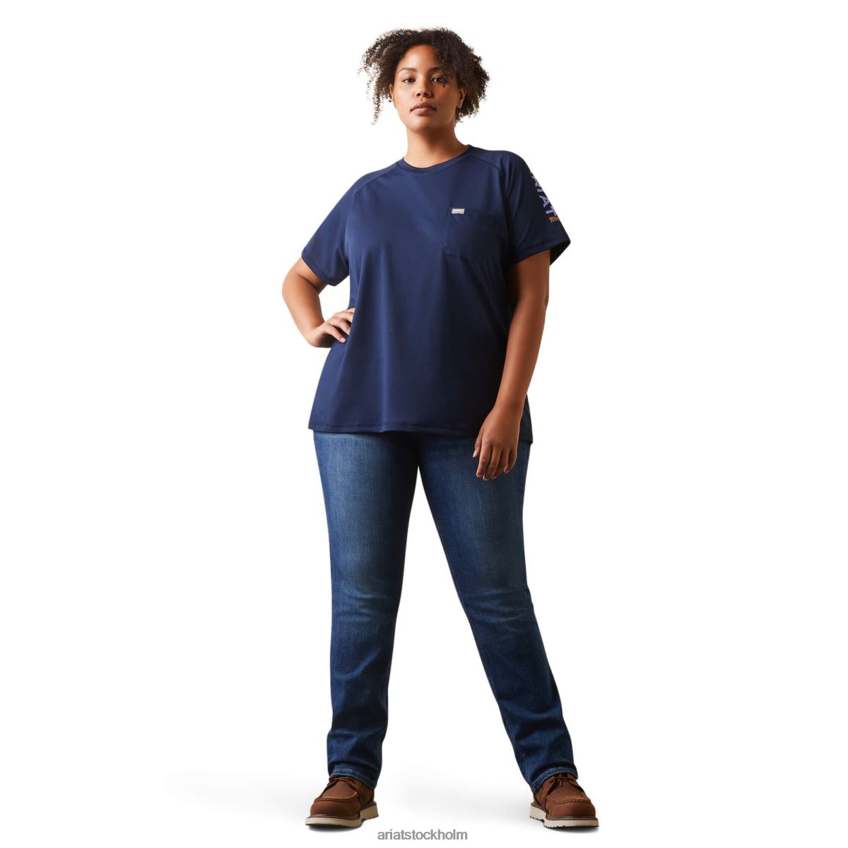 blast Ariat armeringsjärn heat fighter t-shirt marin/skymning kvinnor F04842971