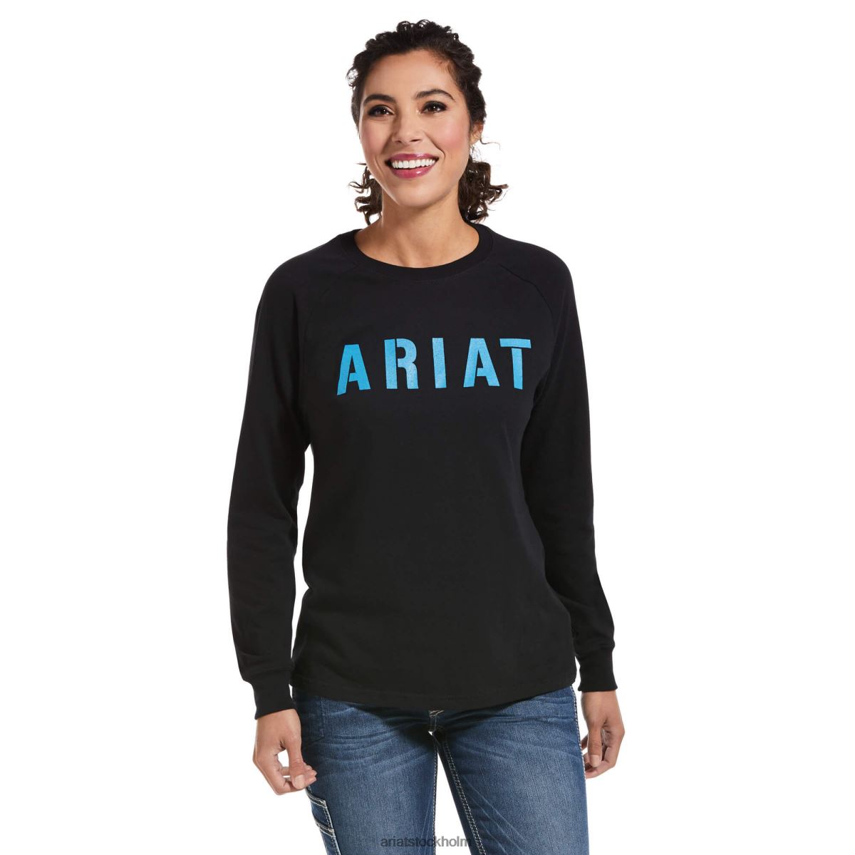 blast Ariat armeringsjärn t-shirt av bomullsstark block svart kvinnor F04842988