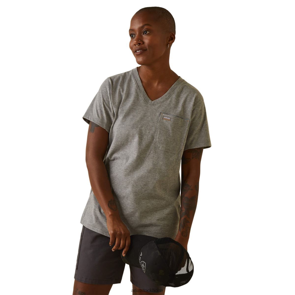 blast Ariat armeringsjärn t-shirt gråmelerad kvinnor F04843191