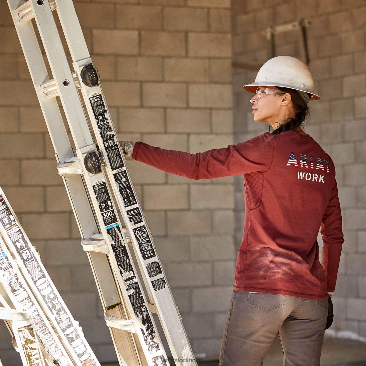 blast Ariat armeringsjärn workman usa logotyp t-shirt hamn kvinnor F04843237