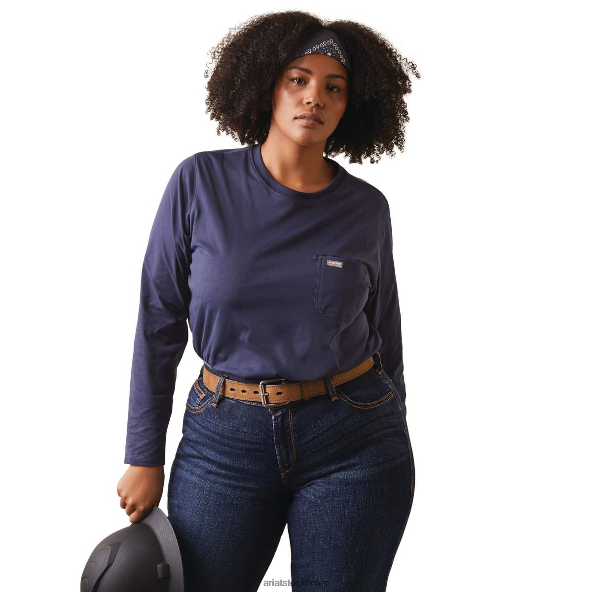 blast Ariat armeringsjärn workman usa logotyp t-shirt humör indigo kvinnor F04843258