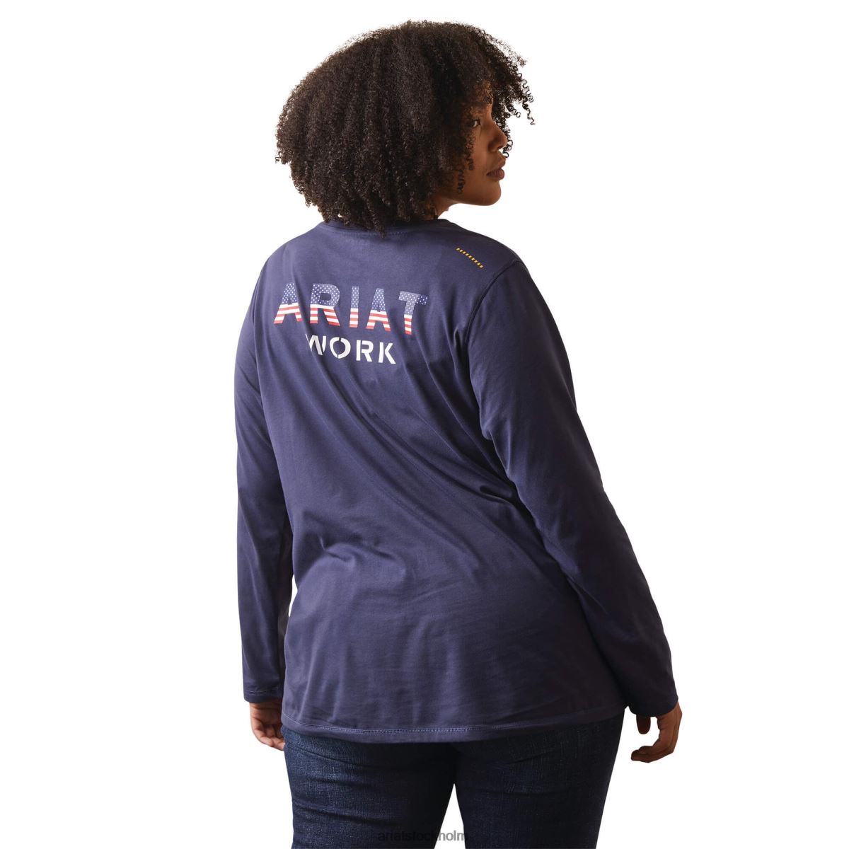 blast Ariat armeringsjärn workman usa logotyp t-shirt humör indigo kvinnor F04843258
