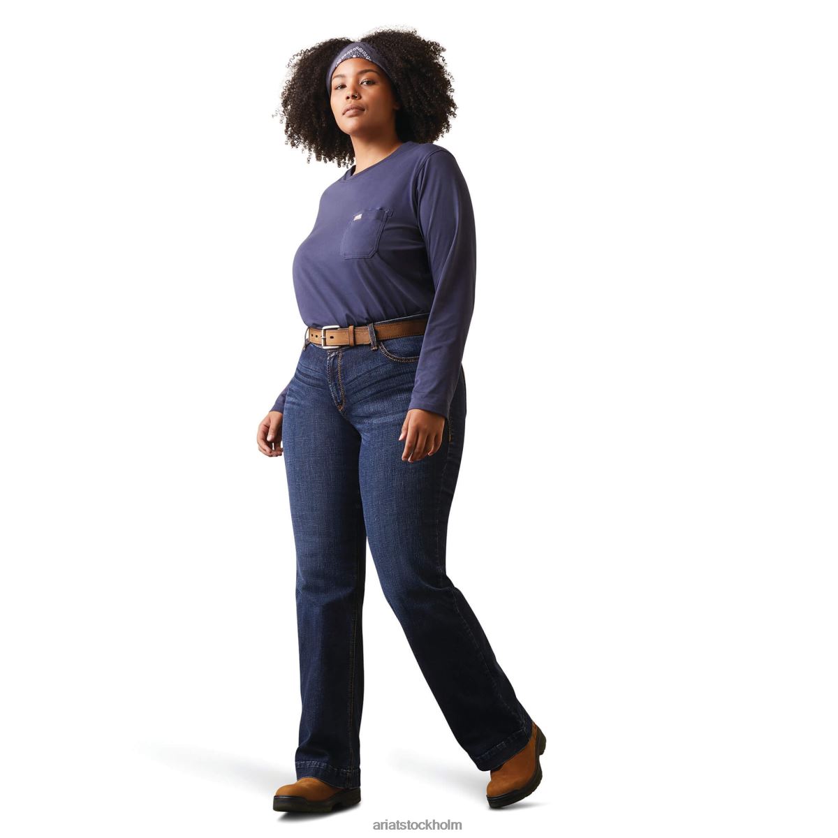 blast Ariat armeringsjärn workman usa logotyp t-shirt humör indigo kvinnor F04843258