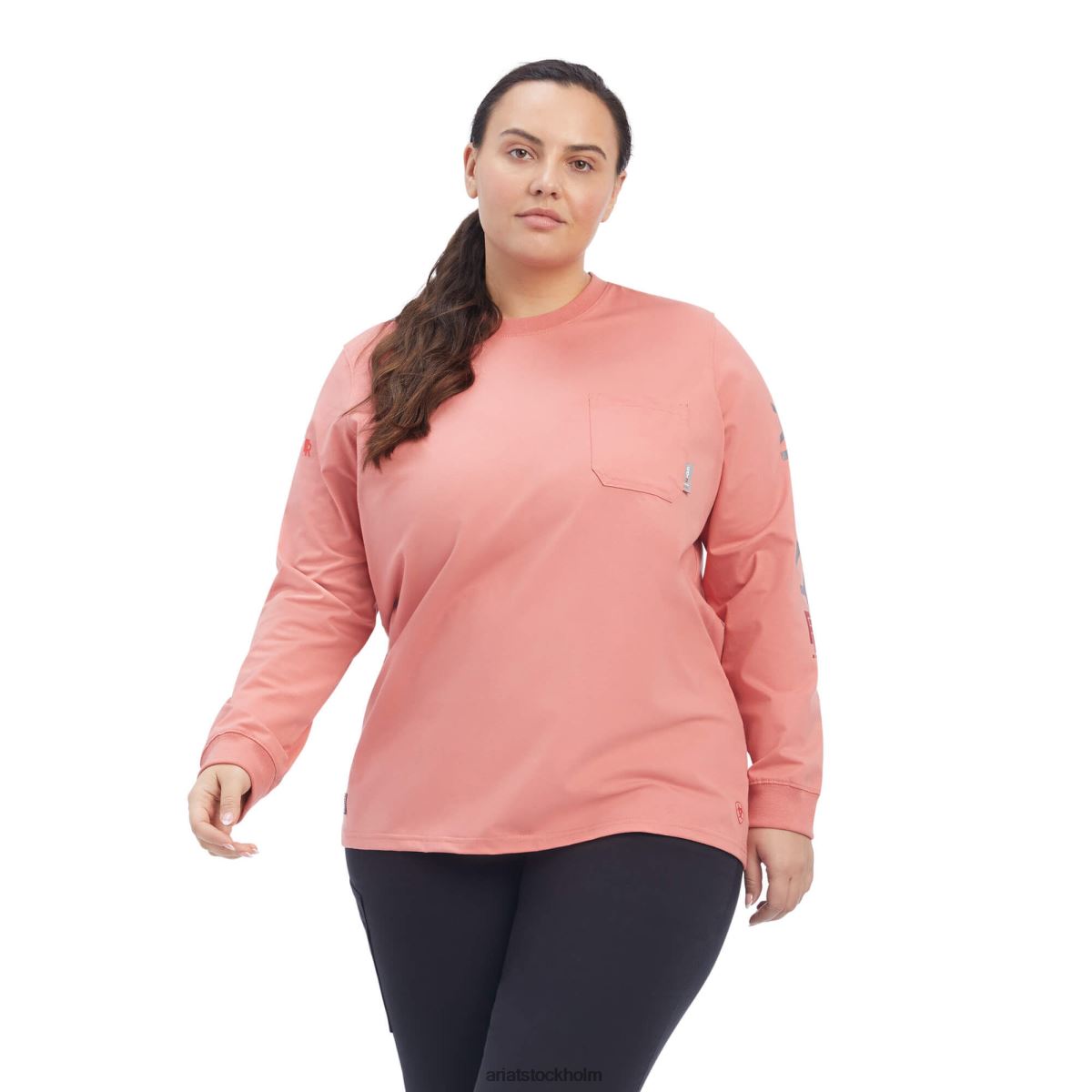 blast Ariat fr stretch logotyp t-shirt bleka ros kvinnor F04843074