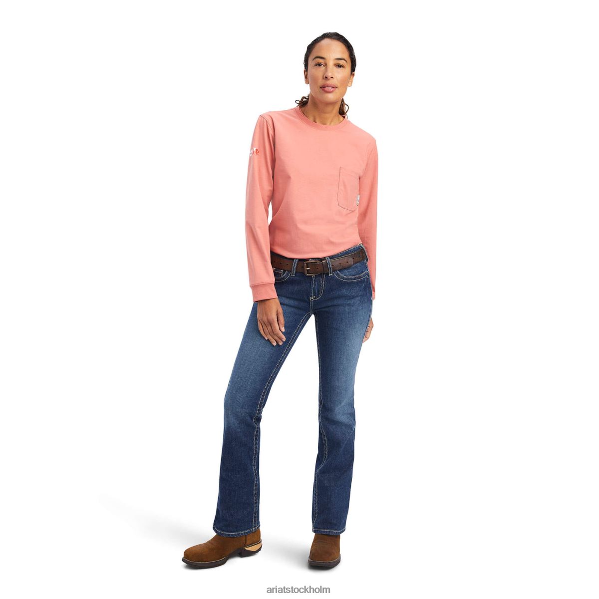 blast Ariat fr stretch logotyp t-shirt bleka ros kvinnor F04843074