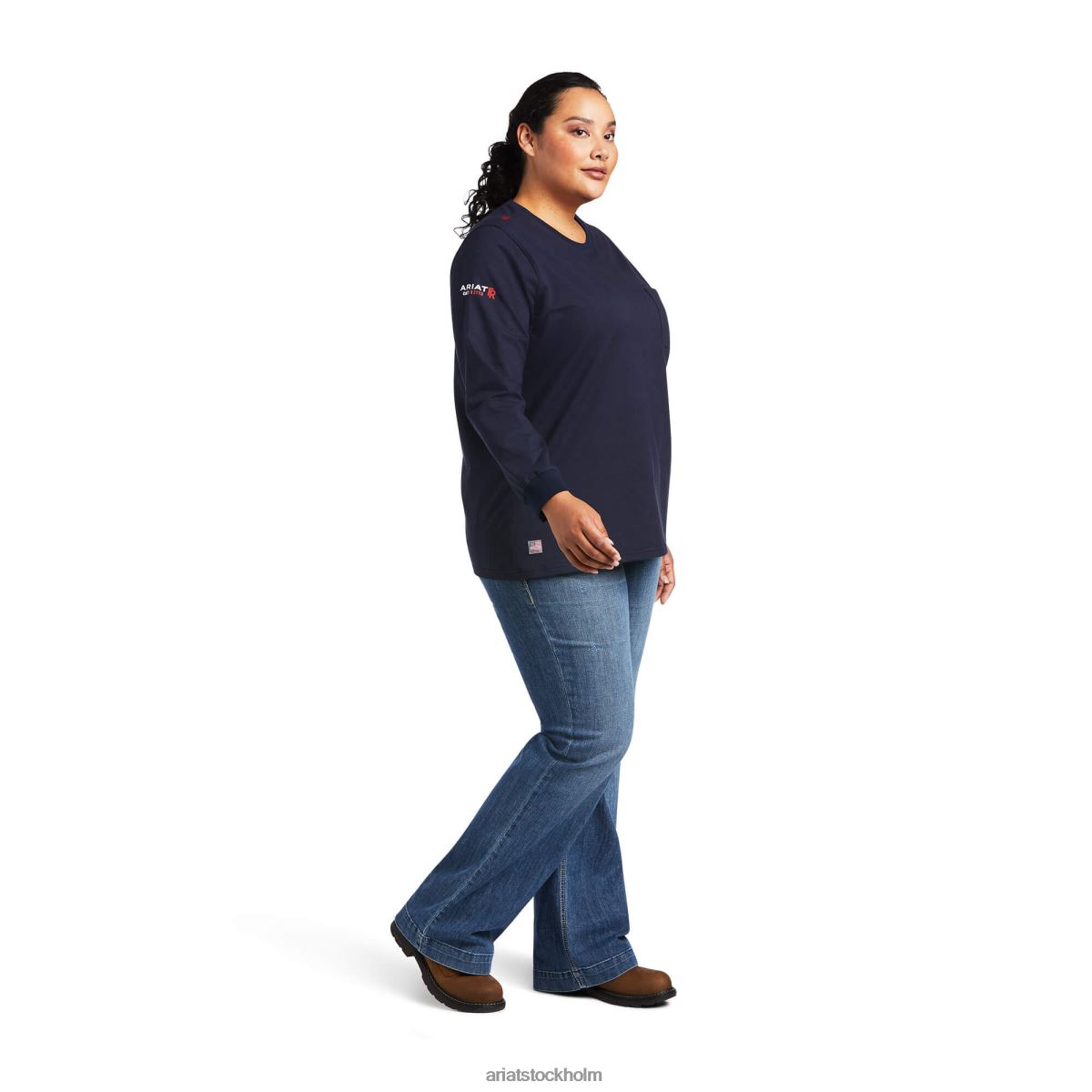 blast Ariat fr stretch logotyp t-shirt marinen/usa kvinnor F04843047