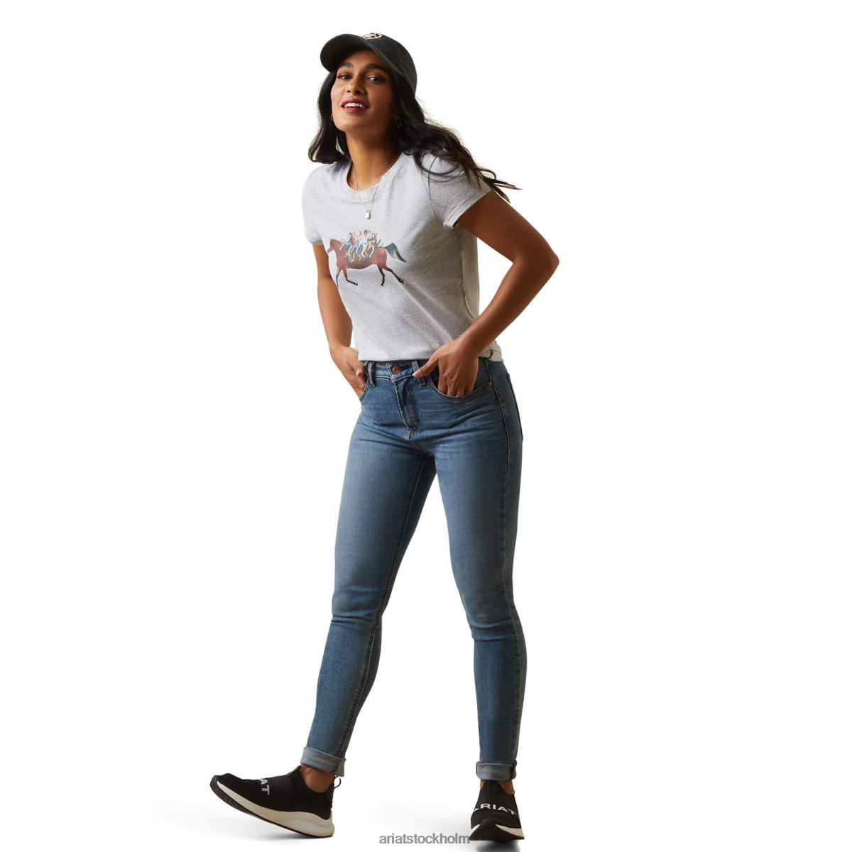 blast Ariat harmoni t-shirt gråmelerad kvinnor F04842921