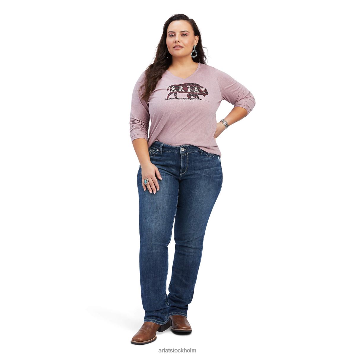 blast Ariat äkta bröstlogotyp avslappnad t-shirt nostalgin steg kvinnor F04843190