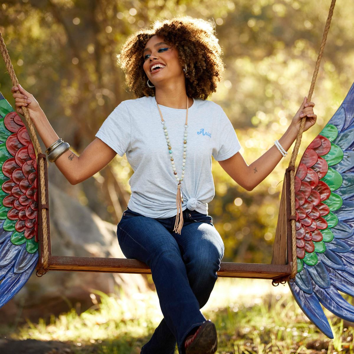 blast Ariat äkta flagga waver tee halogen blå kvinnor F04843105