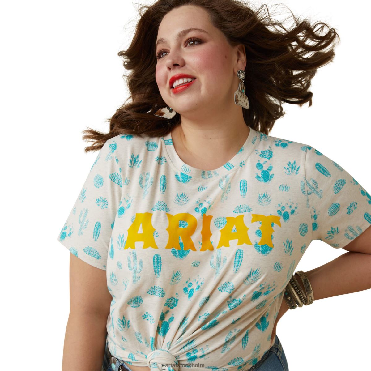 blast Ariat äkta kaktus trädgård t-shirt kaktus trädgård tryck kvinnor F04842872