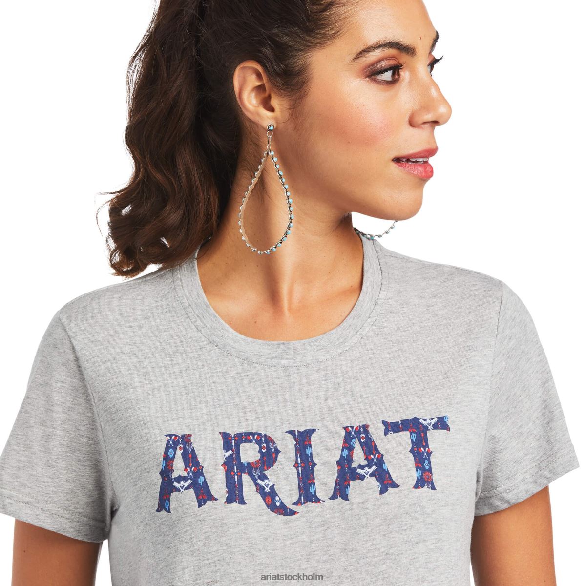 blast Ariat äkta tribal lore avslappnad t-shirt gråmelerad kvinnor F04842899
