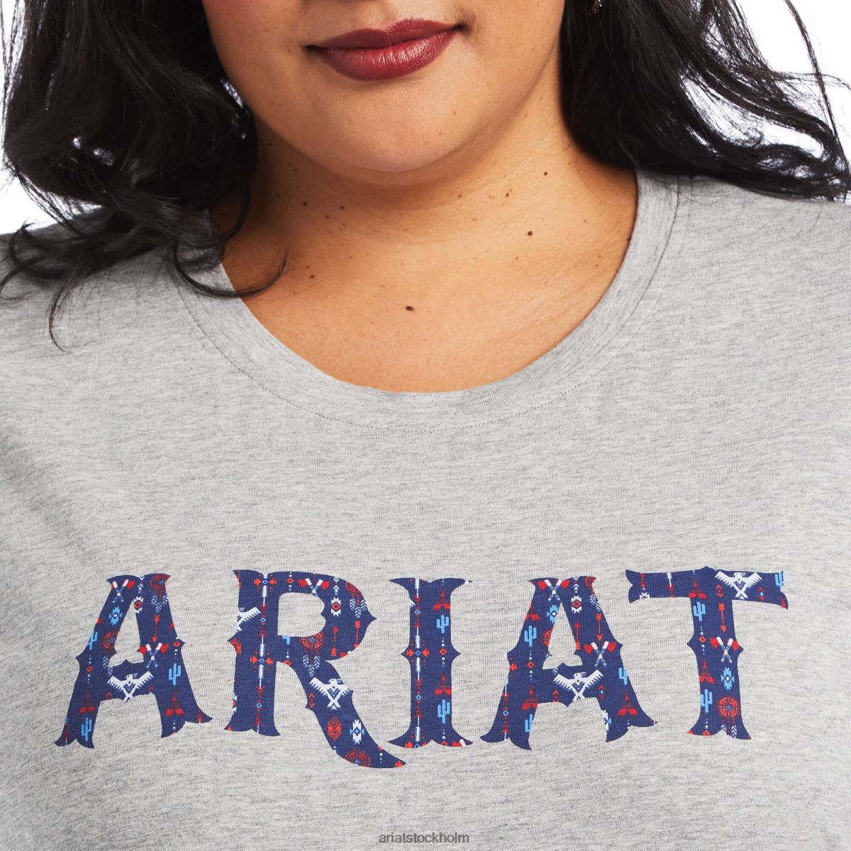 blast Ariat äkta tribal lore avslappnad t-shirt gråmelerad kvinnor F04842899