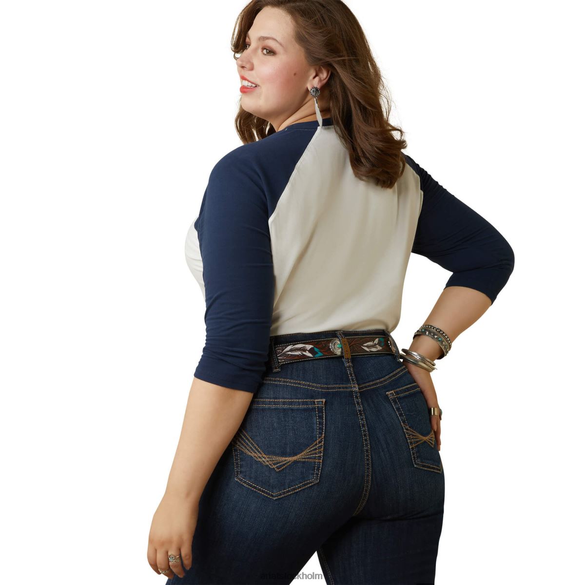 blast Ariat målade drömmar t-shirt kokosmjölk/marinblå kvinnor F04842779