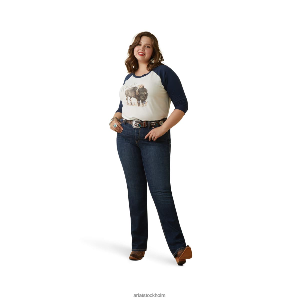 blast Ariat målade drömmar t-shirt kokosmjölk/marinblå kvinnor F04842779