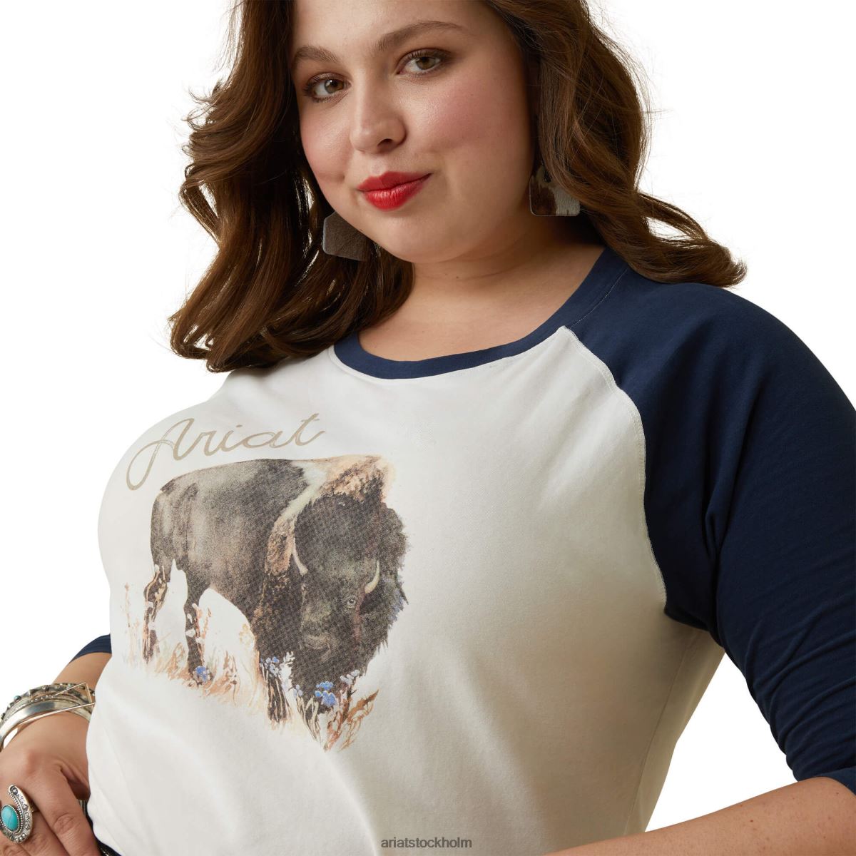 blast Ariat målade drömmar t-shirt kokosmjölk/marinblå kvinnor F04842779