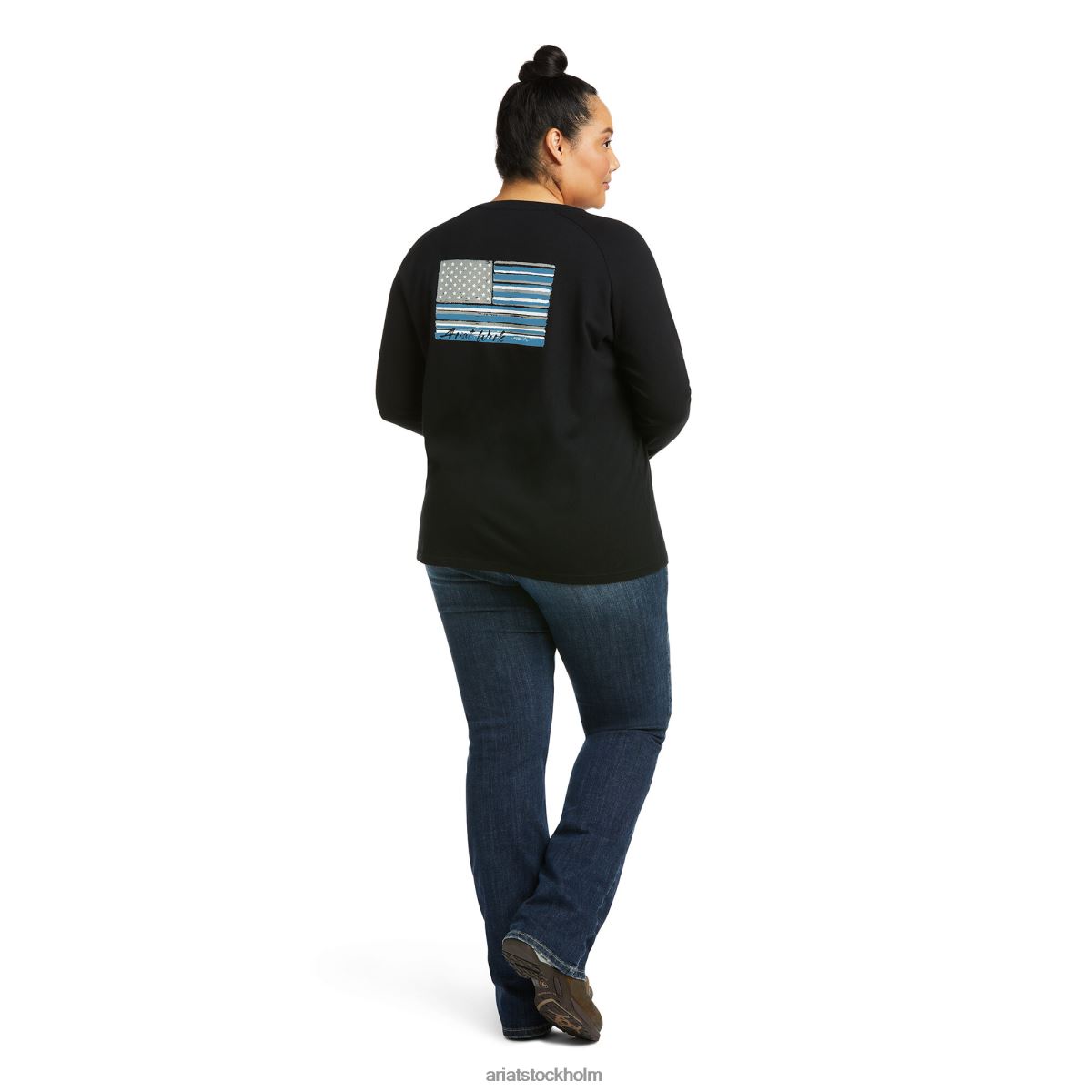 blast Ariat rebar cottonstrong flagga t-shirt svart kvinnor F04842914