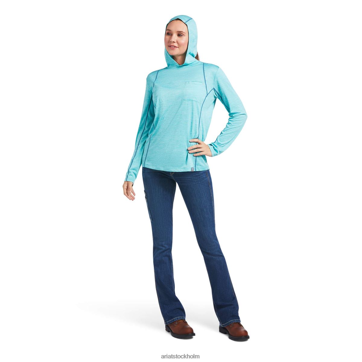 blast Ariat rebar evolution soltröja med luva ängsbäck kvinnor F04843215