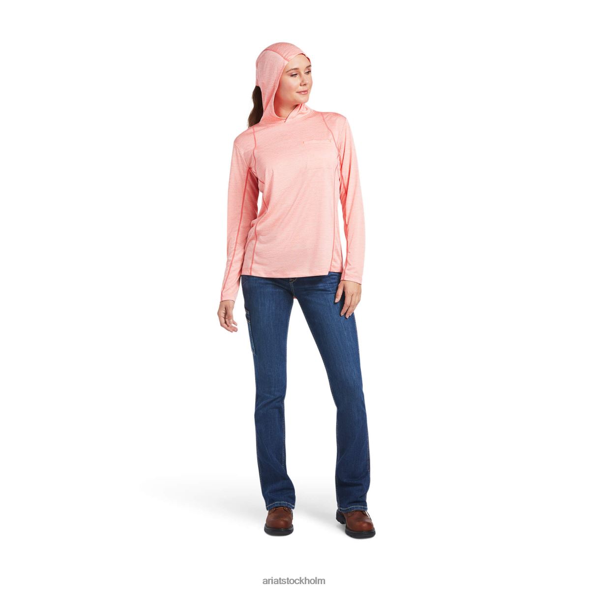 blast Ariat rebar evolution soltröja med luva sommar melon kvinnor F04843261