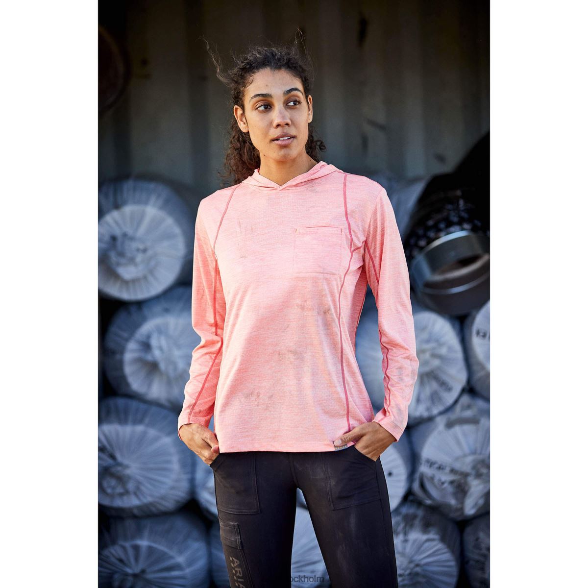 blast Ariat rebar evolution soltröja med luva sommar melon kvinnor F04843261