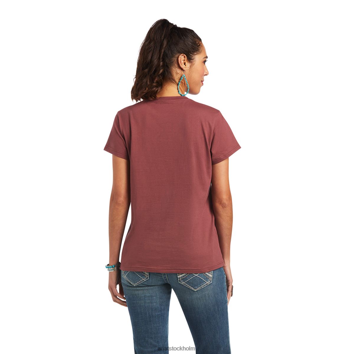 blast Ariat riktig bucking bronc tee rosa brun kvinnor F04843086