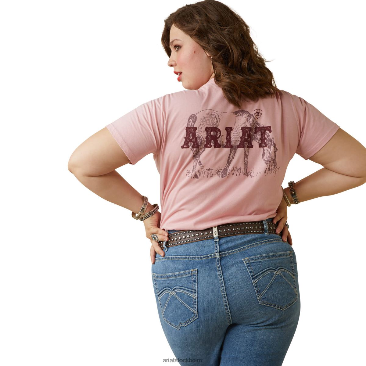 blast Ariat riktig grazin t-shirt korall rouge kvinnor F04842792