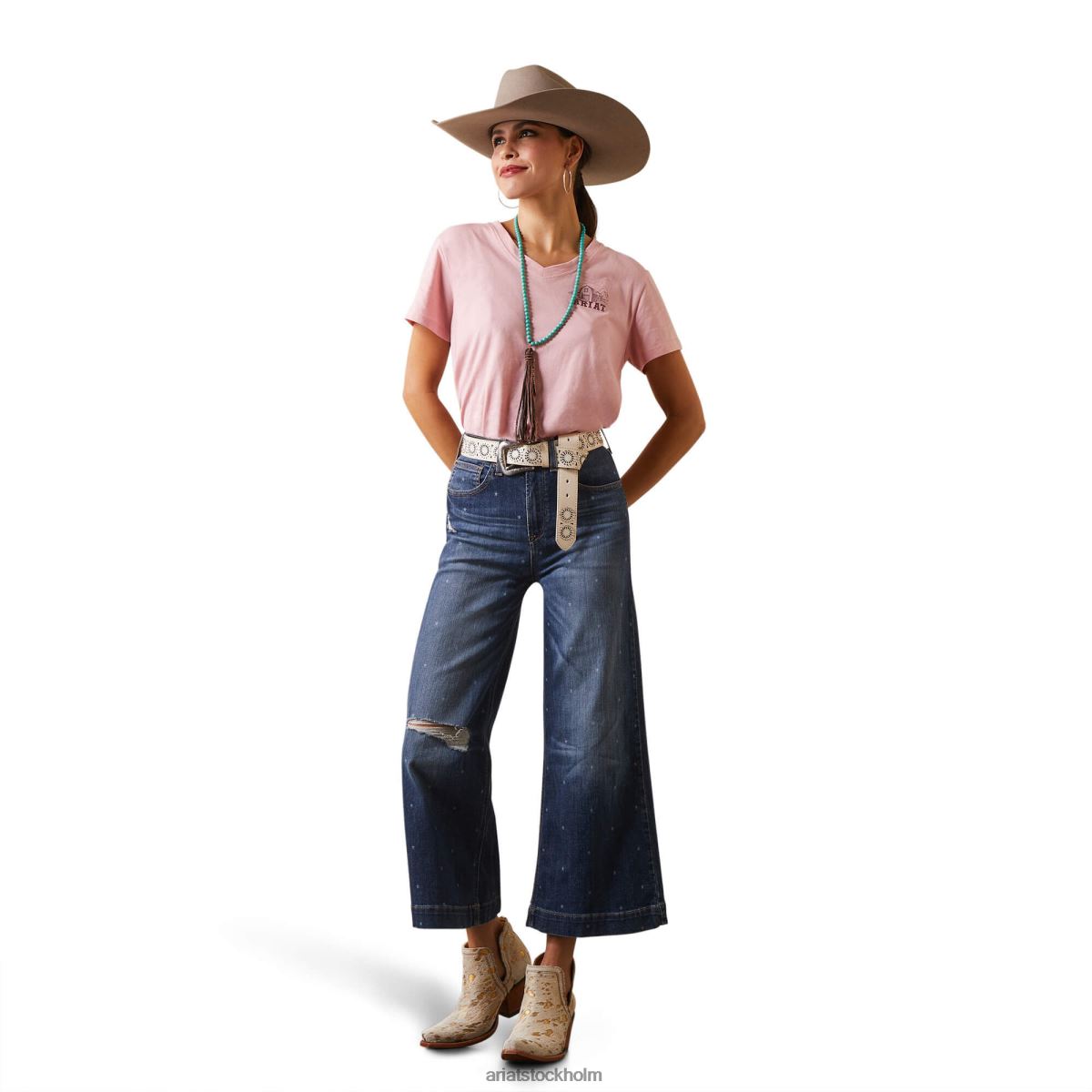 blast Ariat riktig grazin t-shirt korall rouge kvinnor F04842792