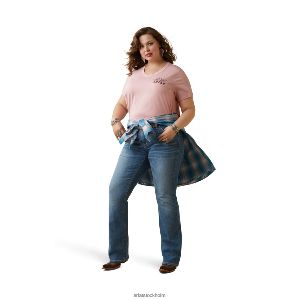 blast Ariat riktig grazin t-shirt korall rouge kvinnor F04842792