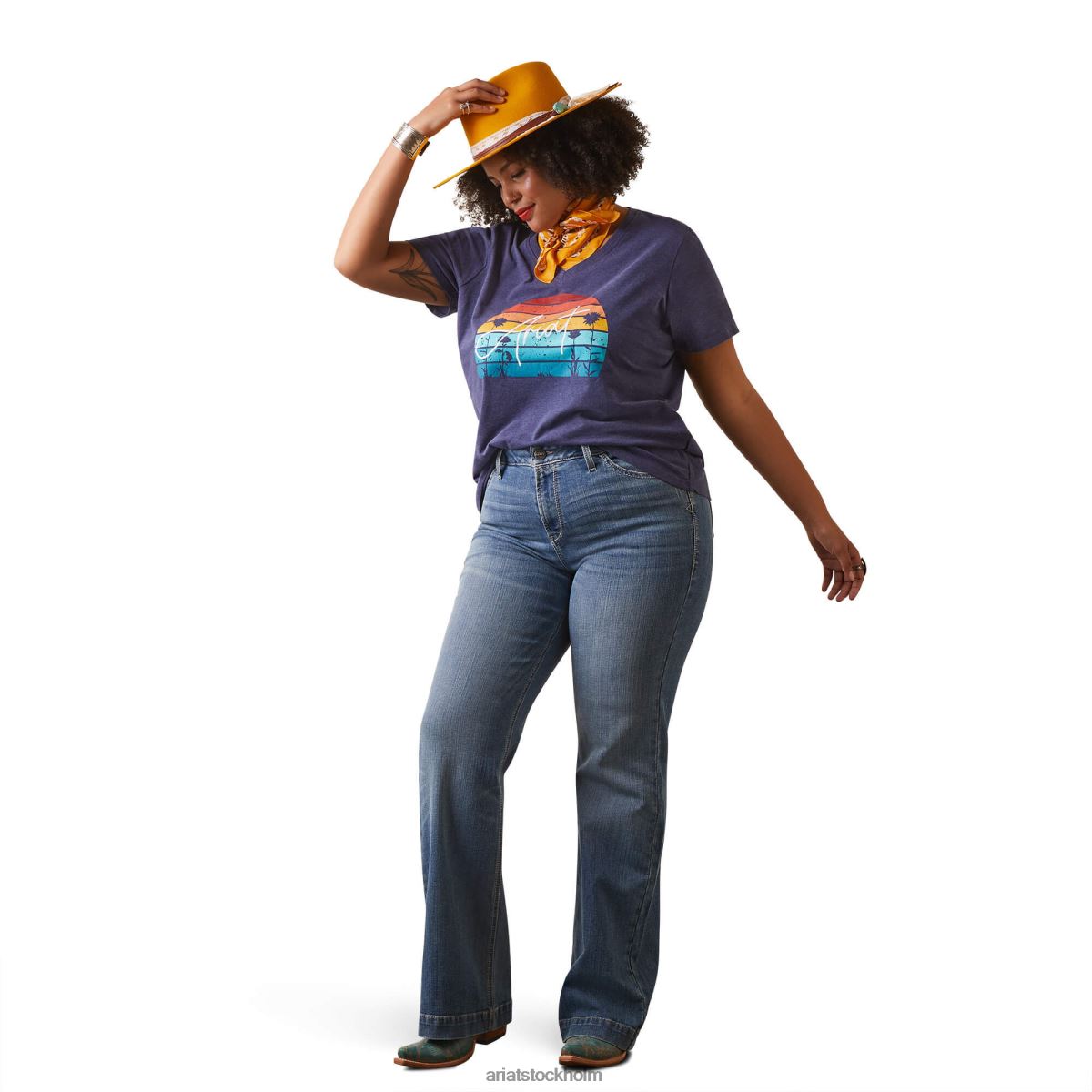 blast Ariat riktig horisont t-shirt marin ljung kvinnor F04842940