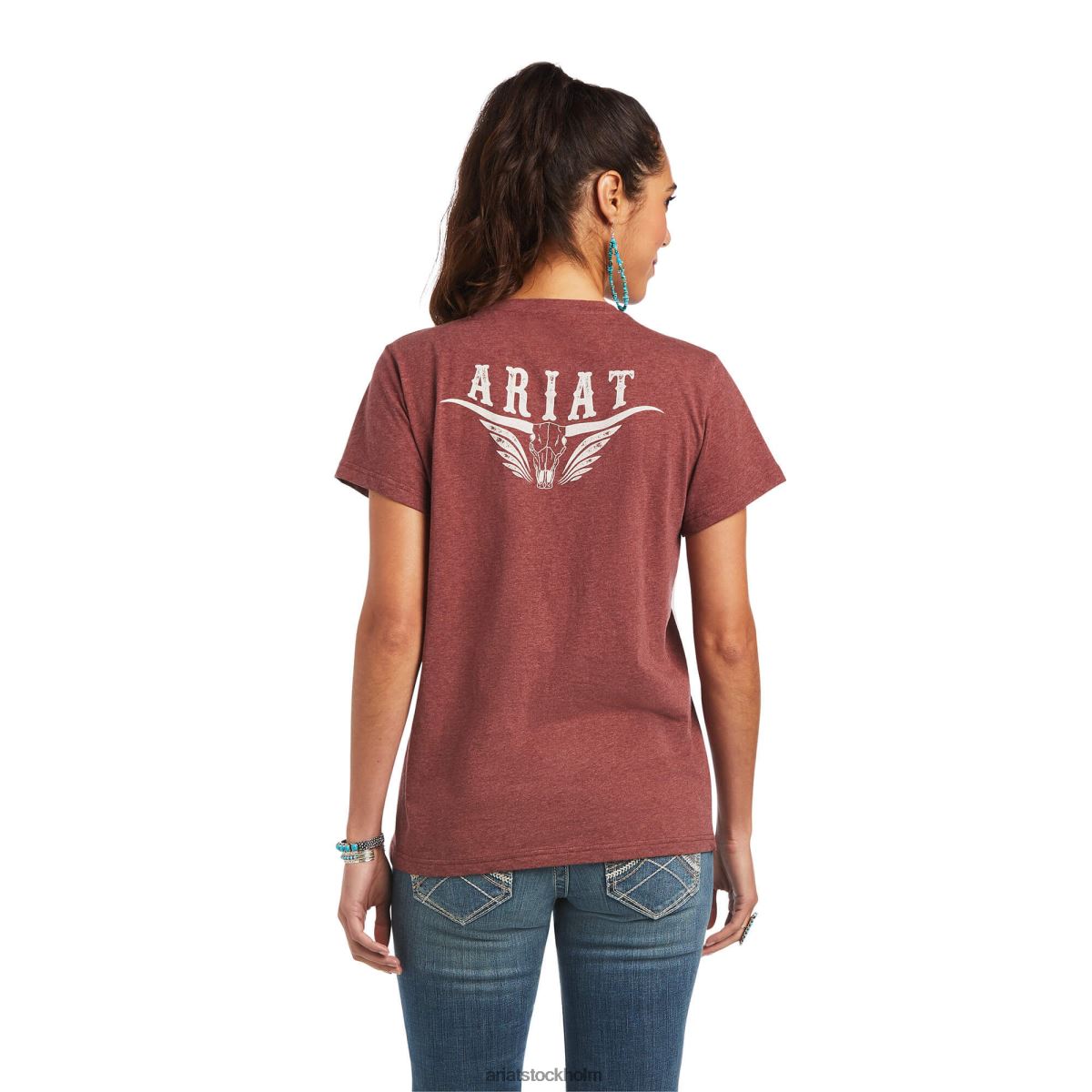 blast Ariat riktigt avslappnad longhorn t-shirt rostad rostad kvinnor F04842935