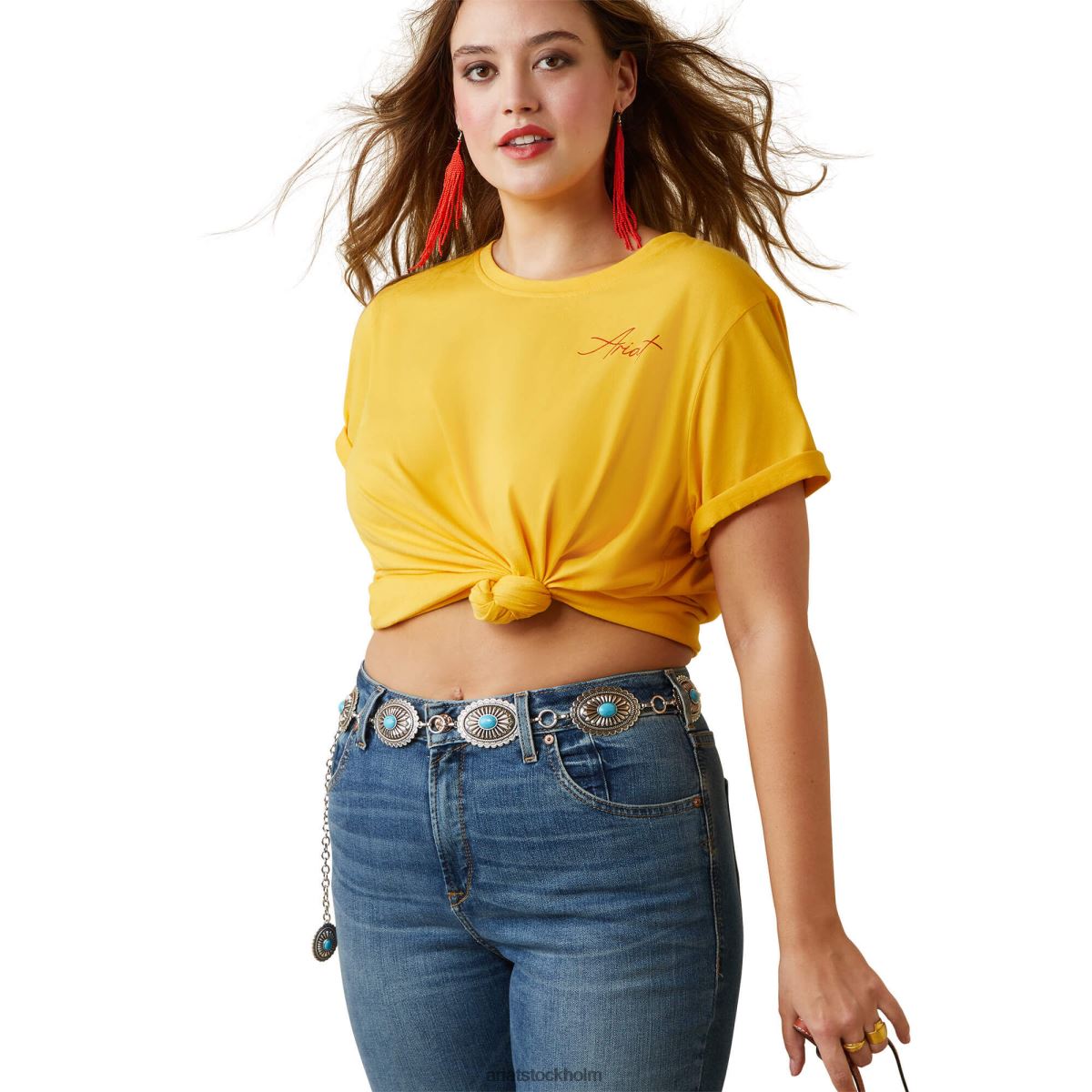 blast Ariat riktigt cool ko t-shirt äggula gul kvinnor F04842871