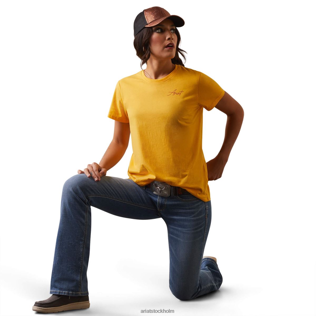 blast Ariat riktigt cool ko t-shirt äggula gul kvinnor F04842871