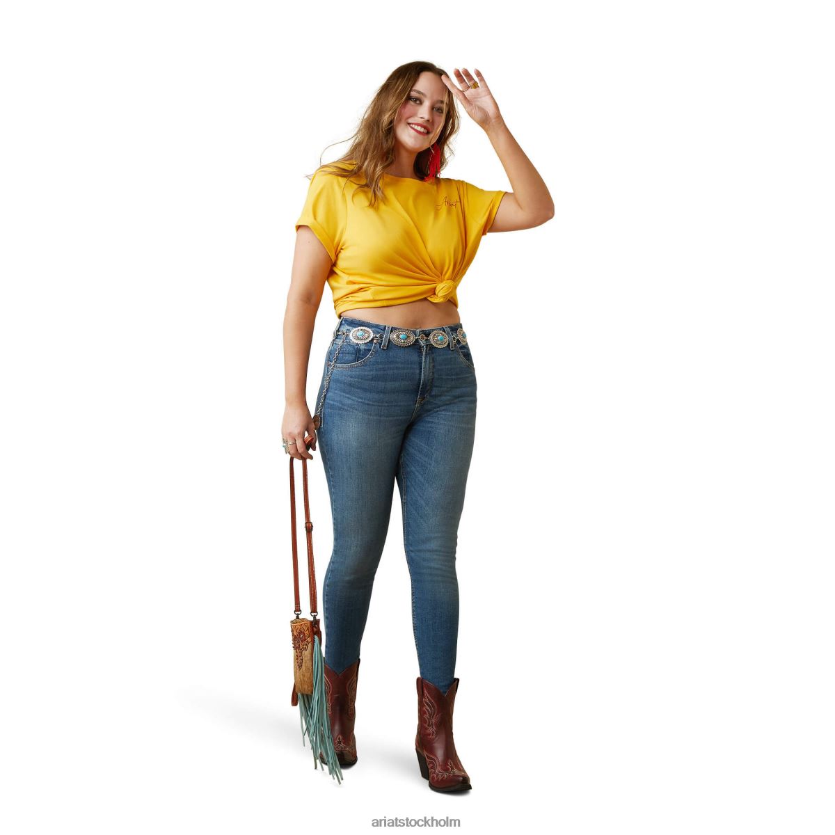 blast Ariat riktigt cool ko t-shirt äggula gul kvinnor F04842871
