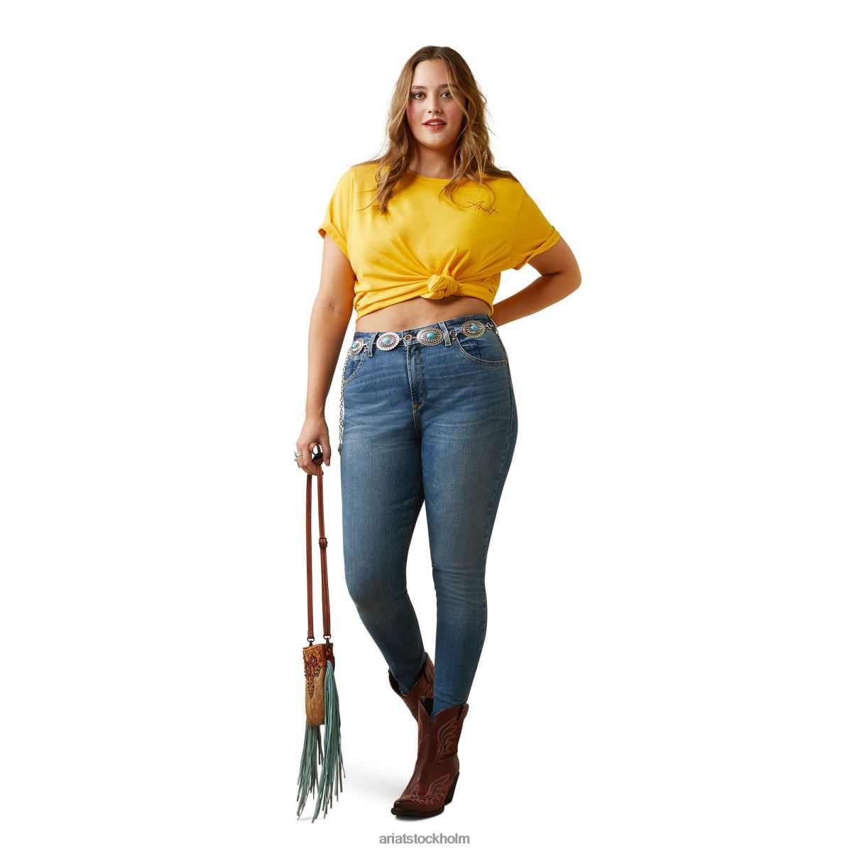 blast Ariat riktigt cool ko t-shirt äggula gul kvinnor F04842871