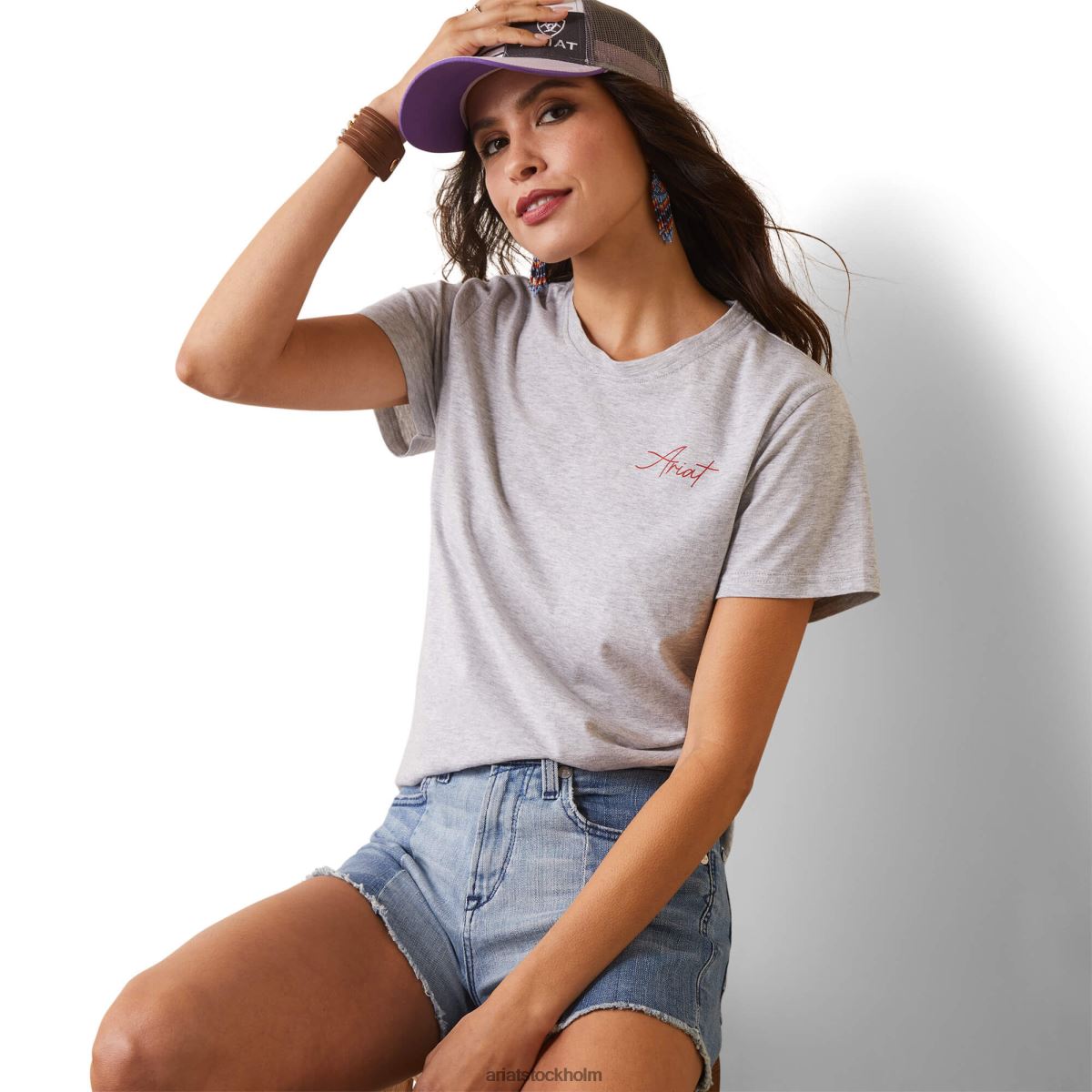 blast Ariat riktigt cool ko t-shirt ljus gråmelerad kvinnor F04842840