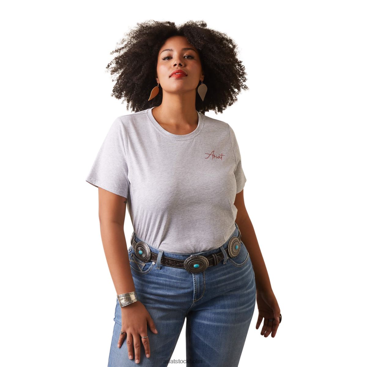 blast Ariat riktigt cool ko t-shirt ljus gråmelerad kvinnor F04842840
