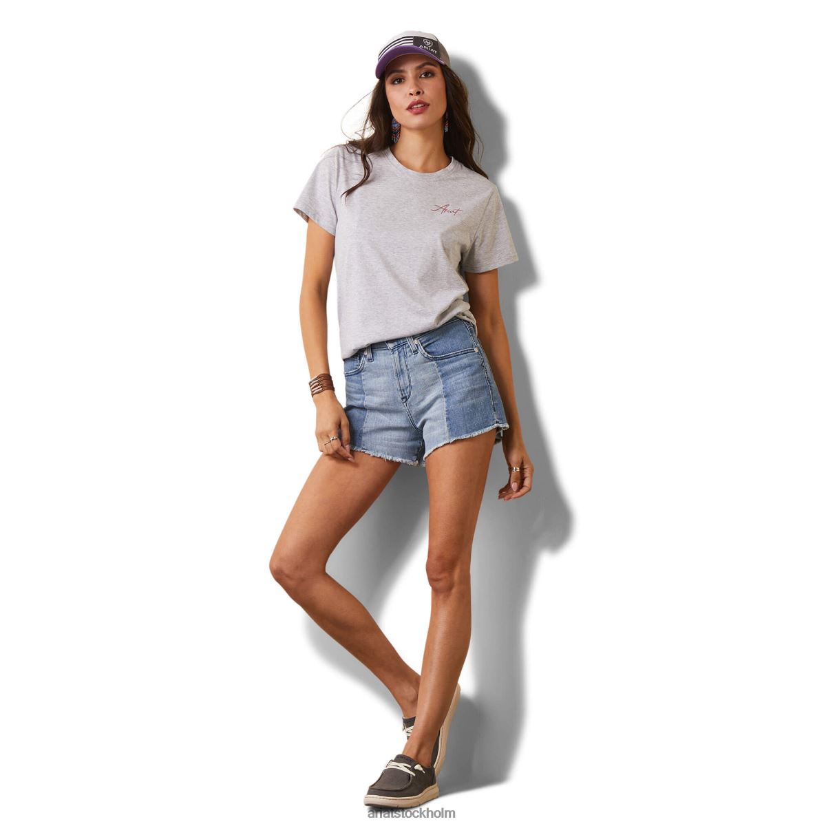 blast Ariat riktigt cool ko t-shirt ljus gråmelerad kvinnor F04842840