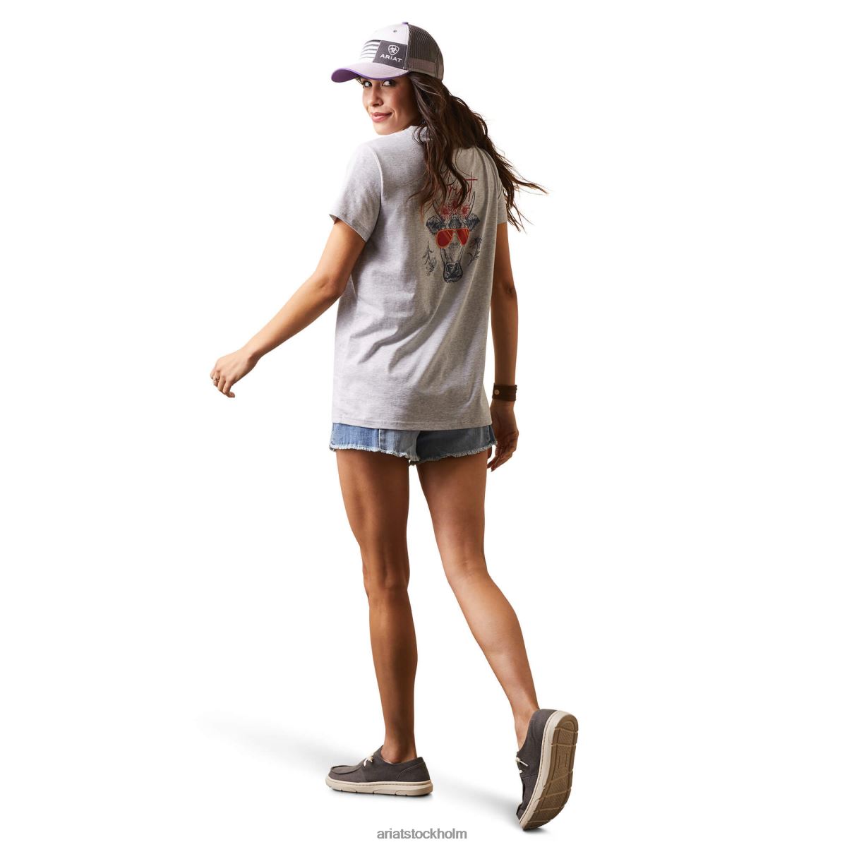 blast Ariat riktigt cool ko t-shirt ljus gråmelerad kvinnor F04842840