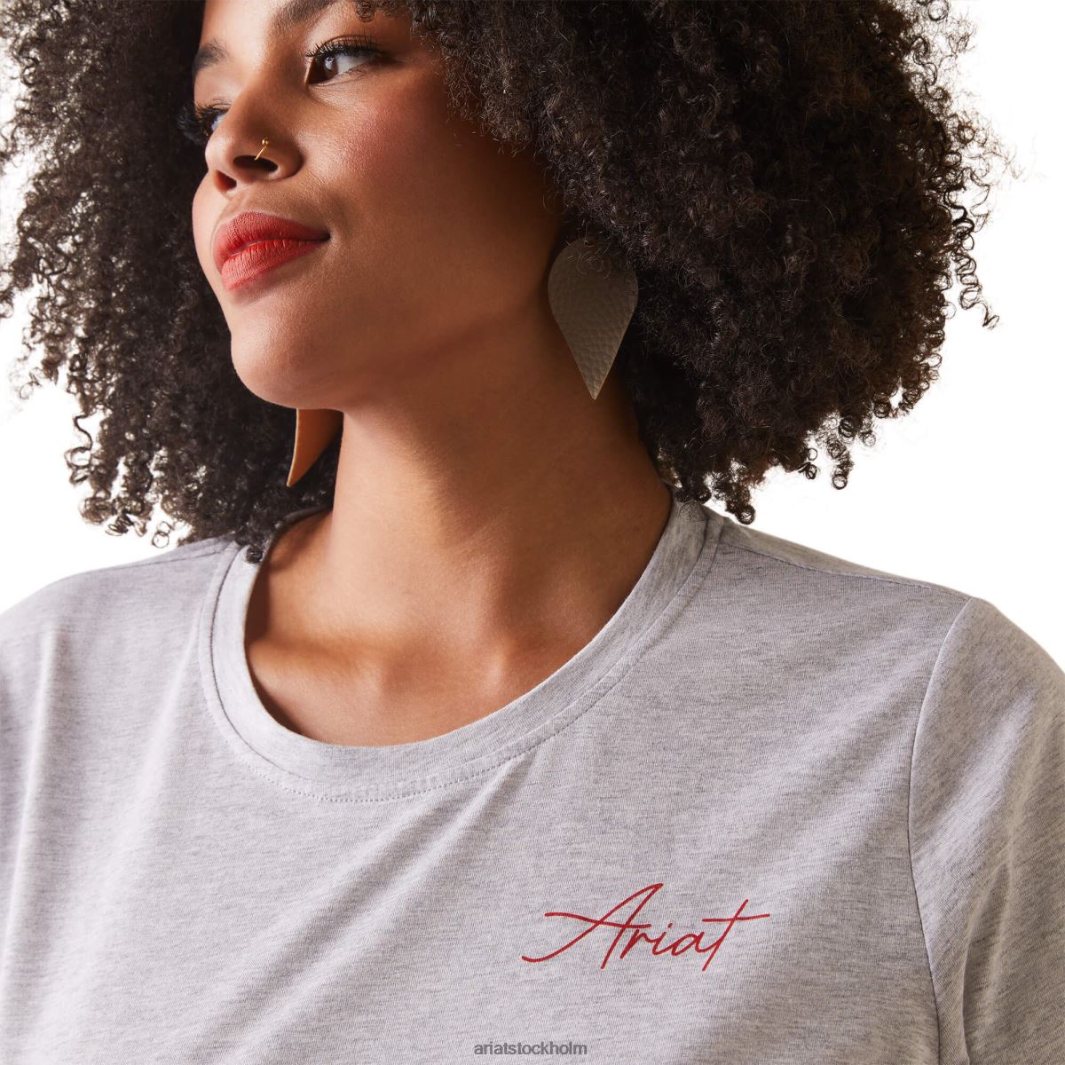 blast Ariat riktigt cool ko t-shirt ljus gråmelerad kvinnor F04842840