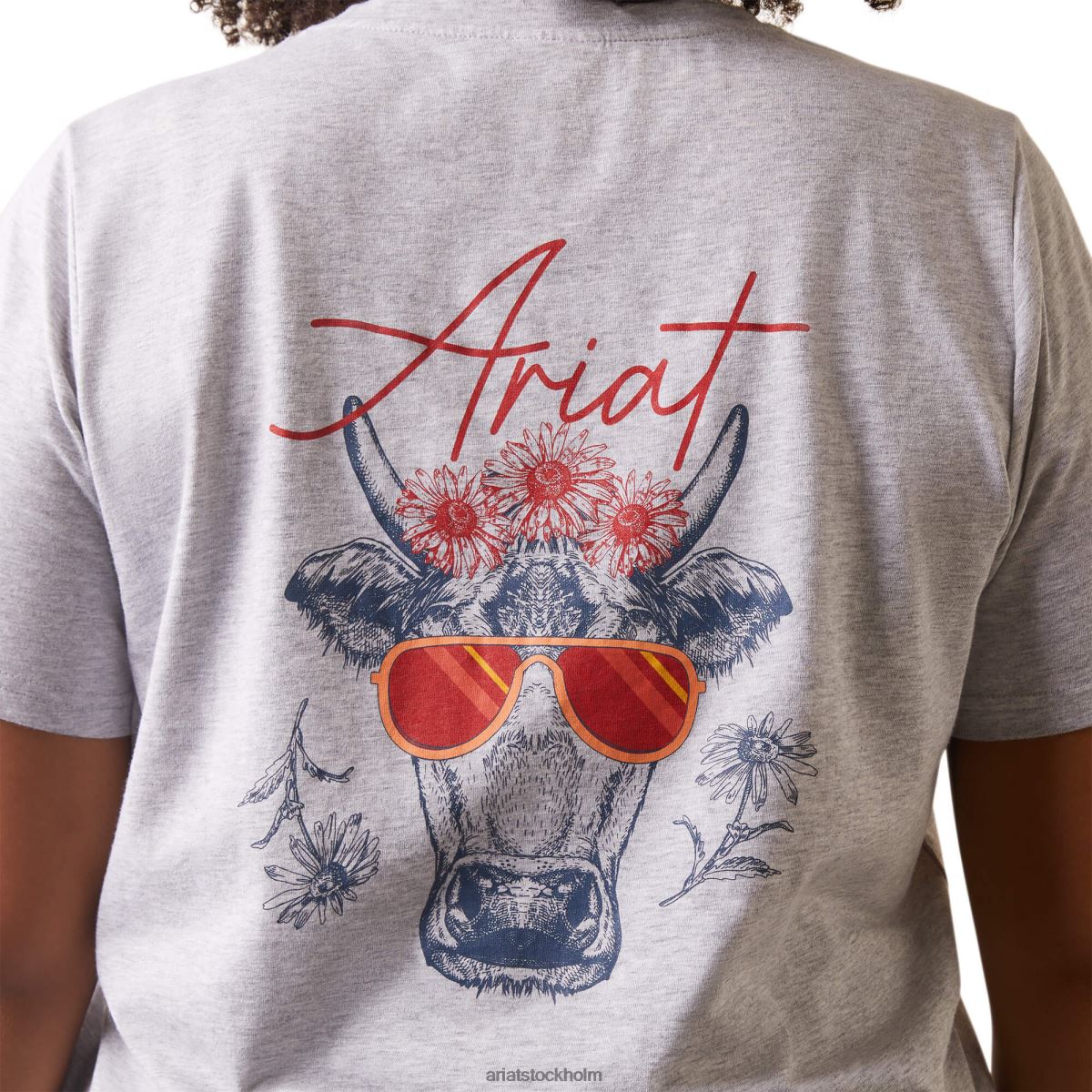 blast Ariat riktigt cool ko t-shirt ljus gråmelerad kvinnor F04842840