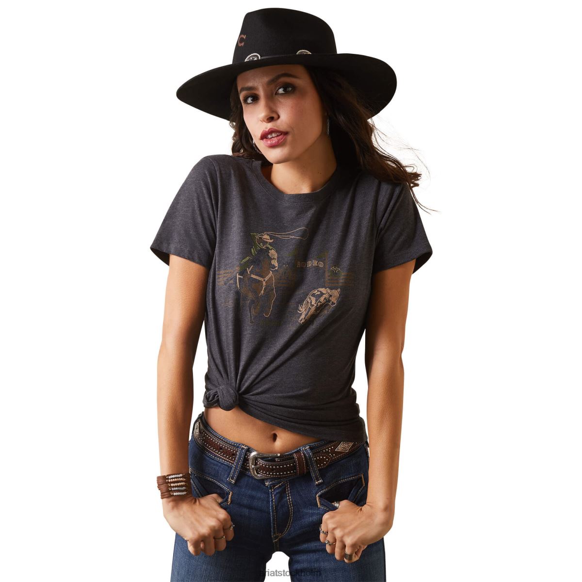 blast Ariat rodeo stitches t-shirt kolljung kvinnor F04842789